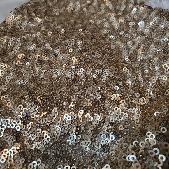 TFNC SARAH Gold Sequin & Chiffon Low Back Mini Dress - Sz. Large - Picture 7 of 8